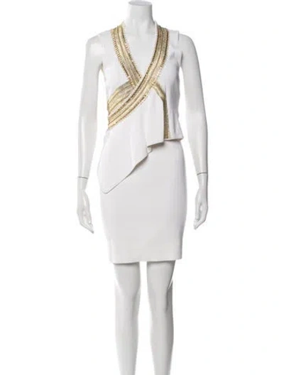 Pre-owned Givenchy V-neck Mini Dress In White