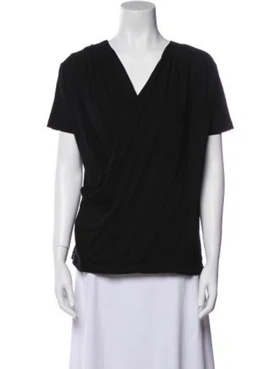 Pre-owned Givenchy V-neck Short Sleeve Blouse In Black