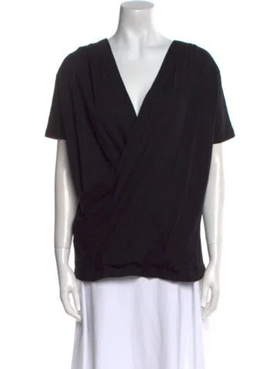 Pre-owned Givenchy V-neck Short Sleeve Blouse In Black