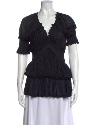 Pre-owned Givenchy V-neck Short Sleeve Top In Black