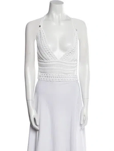Pre-owned Givenchy V-neck Sleeveless Crop Top In White