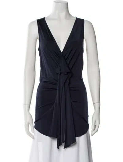 Pre-owned Givenchy V-neck Sleeveless Top In Blue
