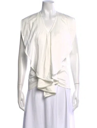 Pre-owned Givenchy V-neck Sleeveless Top In White