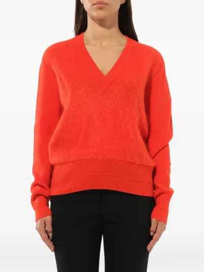 Givenchy V-neck Sweater In Orange