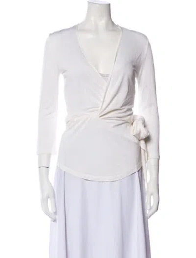 Pre-owned Givenchy V-neck Three-quarter Sleeve Blouse In Neutral