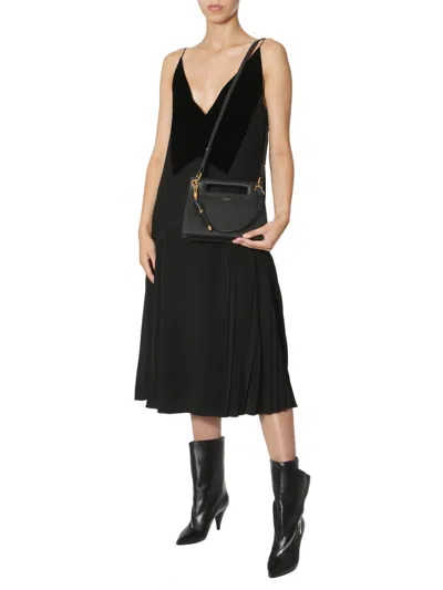 Givenchy V-neck Velvet Detail Dress In Black