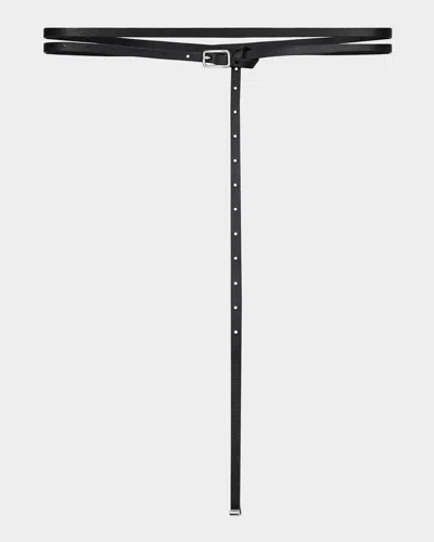 Givenchy Voyoou Double Wrap Skinny Leather Belt In Black