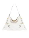 Givenchy Voyou Medium Shoulder Bag In Tumbled Leather In Ivory