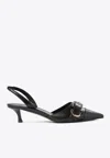 Givenchy Voyou Buckled Textured-leather Slingback Pumps In Black