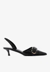 Givenchy Voyou Buckled Textured-leather Slingback Pumps In Black