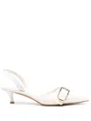 Givenchy Voyou Leather Buckle Slingback Pumps In 白色
