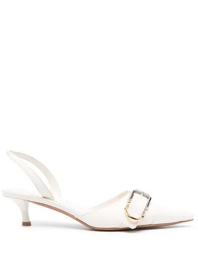 Givenchy Voyou Leather Buckle Slingback Pumps In Ivory