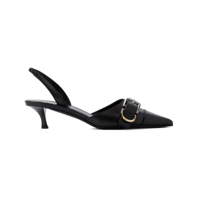 GIVENCHY VOYOU 45MM SLINGBACK BLACK BULL LEATHER SANDALS