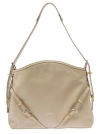 GIVENCHY VOYOU' BEIGE SHOULDER BAG WITH EMBOSSED LOGO IN SMOOTH LEATHER