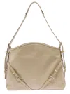 Givenchy Voyou' Beige Shoulder Bag With Embossed Logo In Smooth Leather In Cream