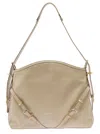 Givenchy Voyou' Beige Shoulder Bag With Embossed Logo In Smooth Leather In Neutrals