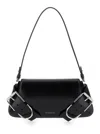 GIVENCHY VOYOU BLACK SHOULDER BAG WITH BUCKLES AND LOGO IN LEATHER WOMAN