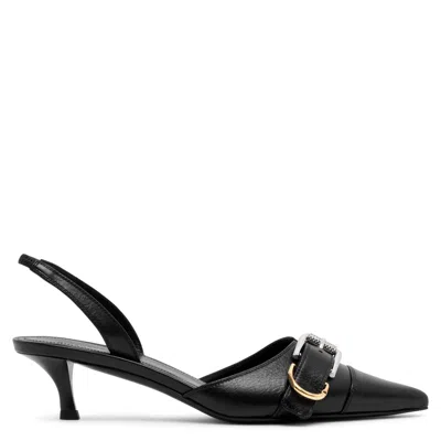 Givenchy Black Voyou 45mm Slingback Bull Leather Sandals