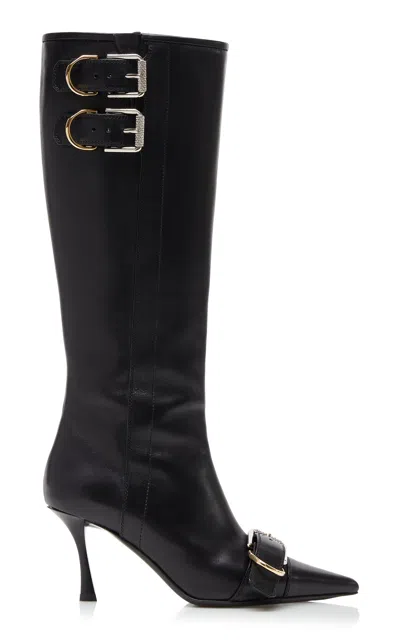 Givenchy Voyou Buckle-detailed Leather Knee Boots In Black