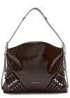 Givenchy Voyou Buckle Medium Patent Leather Shoulder Bag In Brown