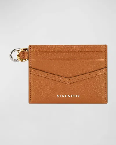 Givenchy Voyou Card Case In Tumbled Leather In Soft Tan