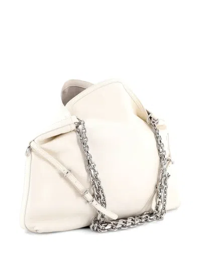 Pre-owned Givenchy Voyou Chain Leather Medium Shoulder Bag In Neutral