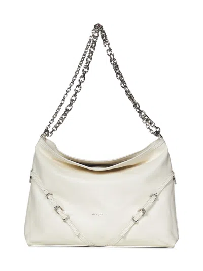 Givenchy Medium Voyou Leather Shoulder Bag In White