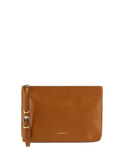 Givenchy Voyou Leather Clutch Bag In Soft Tan