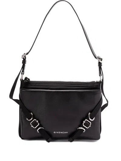 Givenchy Voyou Skinny Crossbody Bag In Grained Leather And Nylon In Black