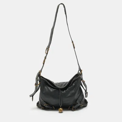 Pre-owned Givenchy Voyou Dakr Green Leather Messenger Bag