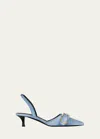 Givenchy Voyou Denim Buckle Slingback Pumps In -medium Blue