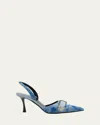 Givenchy Voyou Buckle-detailed Leather Slingback Pumps In Blue