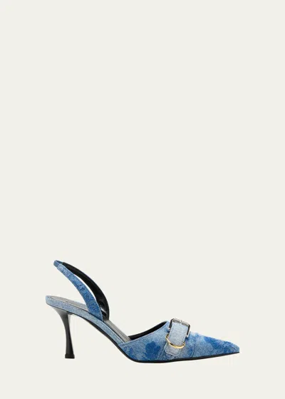 Givenchy Voyou Buckle-detailed Leather Slingback Pumps In Blue
