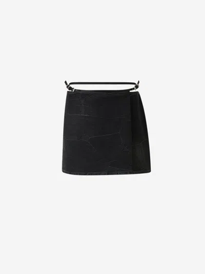 Givenchy Voyou Denim Mini Skirt In Black