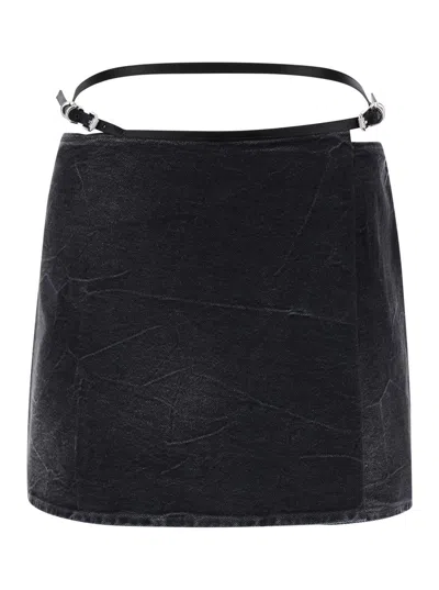 Givenchy Voyou Denim Skirt In Black