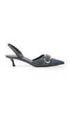 Givenchy Voyou Denim Buckle Slingback Pumps In Blue