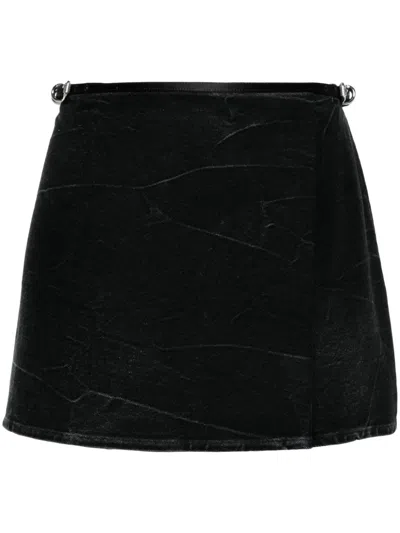 Givenchy Voyou Denim Wrap Skirt In Black