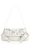 Givenchy Voyou Shoulder Flap Bag In Leather With Floral Pattern In Ivory