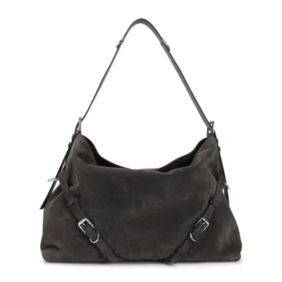 Givenchy Voyou Large Grey Calf Leather Shoulder Bag In Black