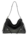 Givenchy Women Large Voyou Shoulder Bag In Shiny Leather In Black