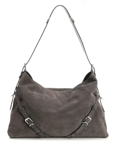 Givenchy Voyou Large Suede Shoulder Bag Shoulder Bags Grey In Gray