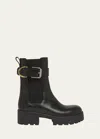 Givenchy Voyou Leather Buckle Chelsea Boots In Black
