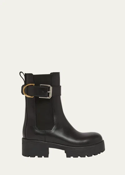 GIVENCHY VOYOU LEATHER BUCKLE CHELSEA BOOTS