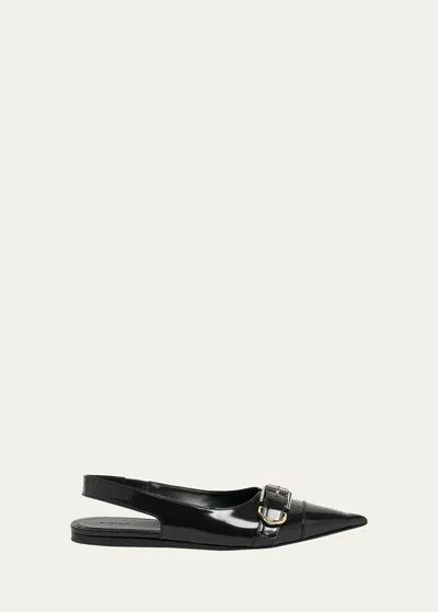 Givenchy Voyou Leather Buckle Slingback Ballerina Flats In Black