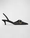 Givenchy Voyou Buckled Textured-leather Slingback Pumps In Black