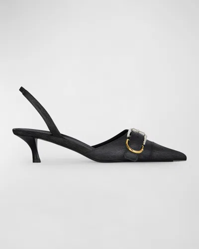 GIVENCHY VOYOU LEATHER BUCKLE SLINGBACK PUMPS