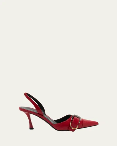 Givenchy Voyou Leather Buckle Slingback Pumps In Red