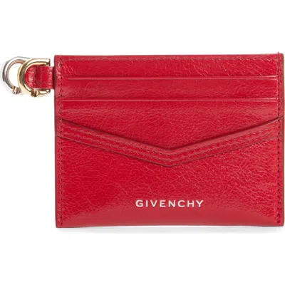 Givenchy Voyou Leather Card Case In Vermillon
