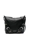 Givenchy Grained Black Calf Leather Shoulder Bag With Decorative Buckle In Black