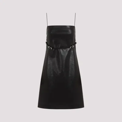 Givenchy Leather Sleeveless Belted Mini Dress In Black